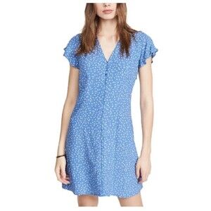 Rails Helena Floral Mini Dress Blue V Neck A Line Fit Flare Women’s Size XS
